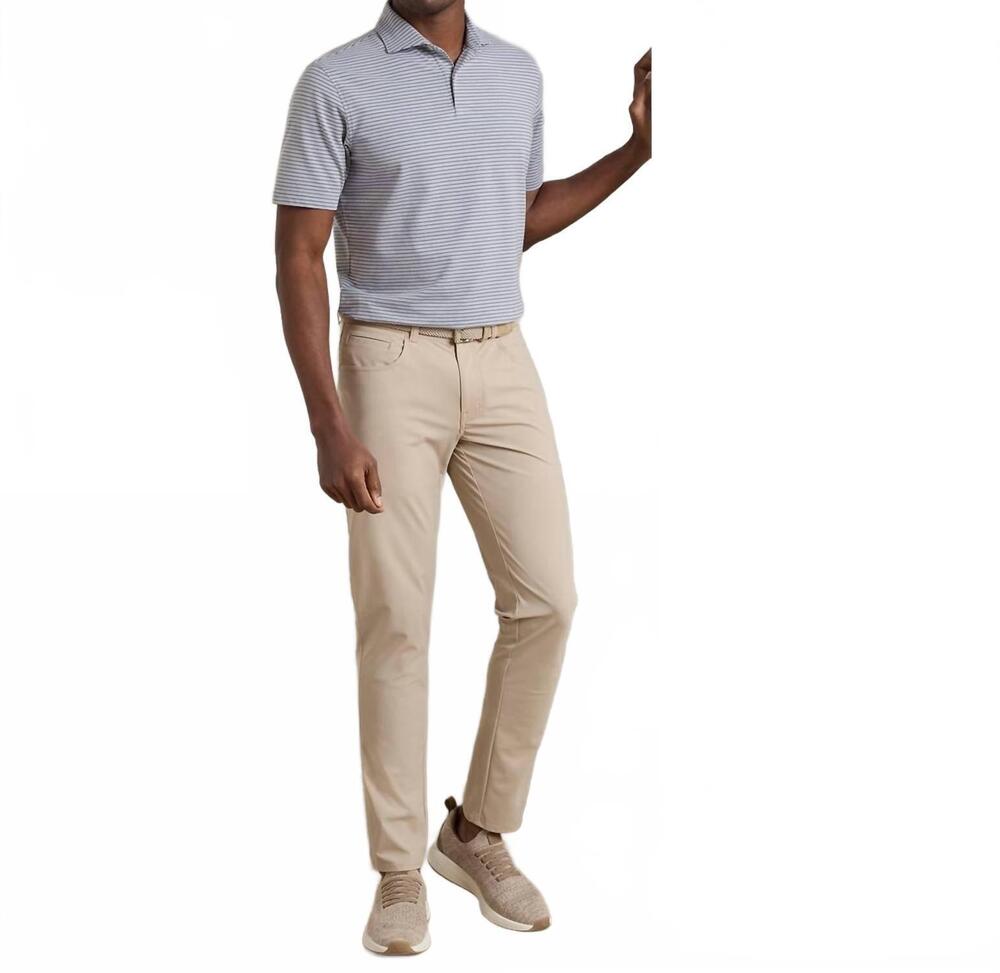 NEW PETER MILLAR bingham five-pocket pant in khaki